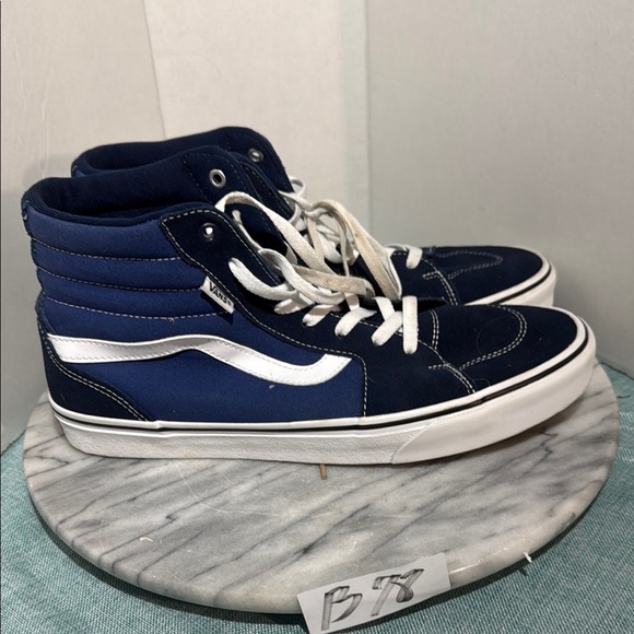 Vans Blue and White High-Top Sneakers - Picture 2 of 7